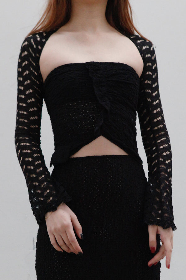 Un Morceau elastic cave lace cuff UM231PS07 black PUM39